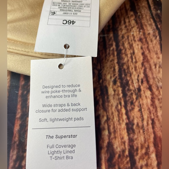 NWT Auden Lightly Lined Full Coverage T-Shirt Bra Beige Underwire 46C - Picture 5 of 5